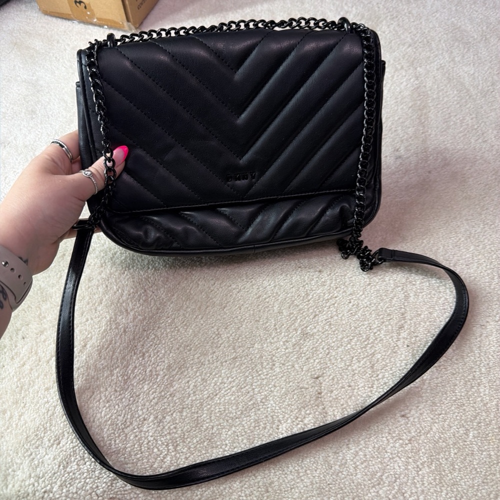 DKNY Black Chevron Crossbody Bag